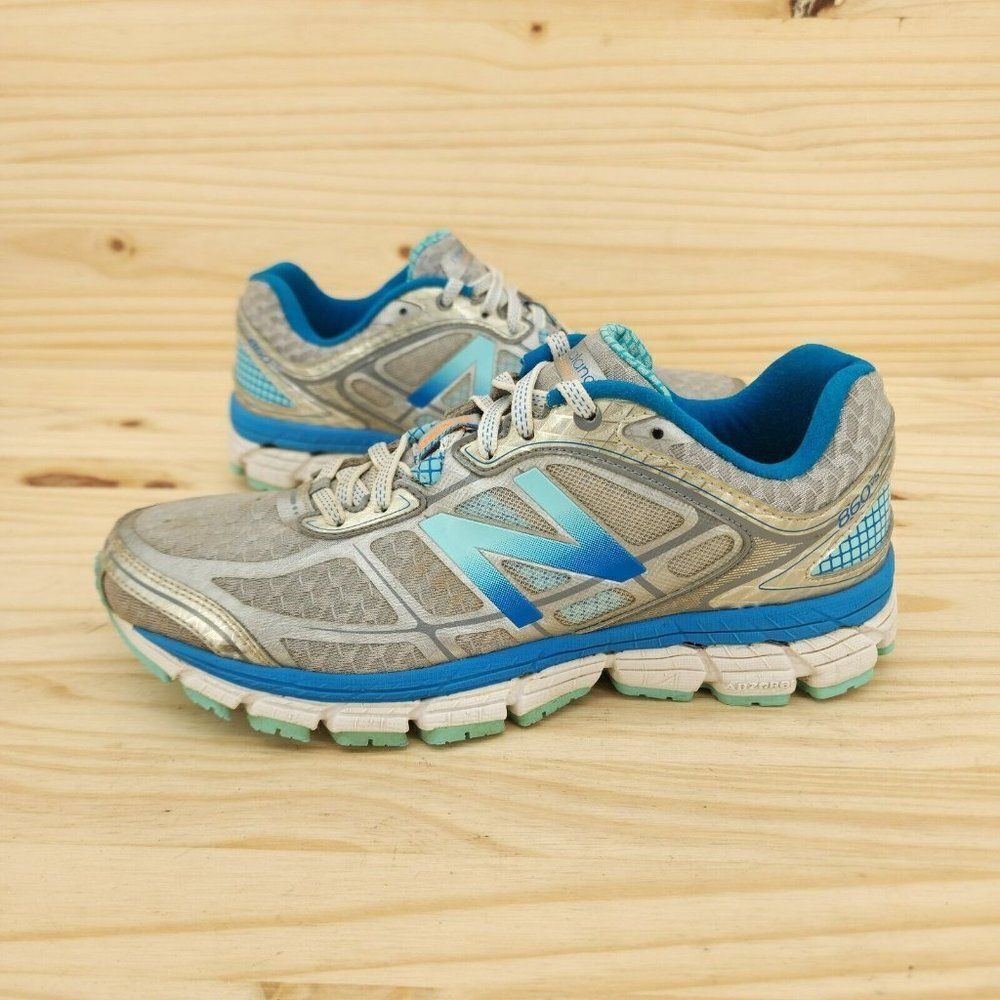New Balance 860v5 Women's Shoes Sz 8 Gray Blue Sneakers Athletic Running